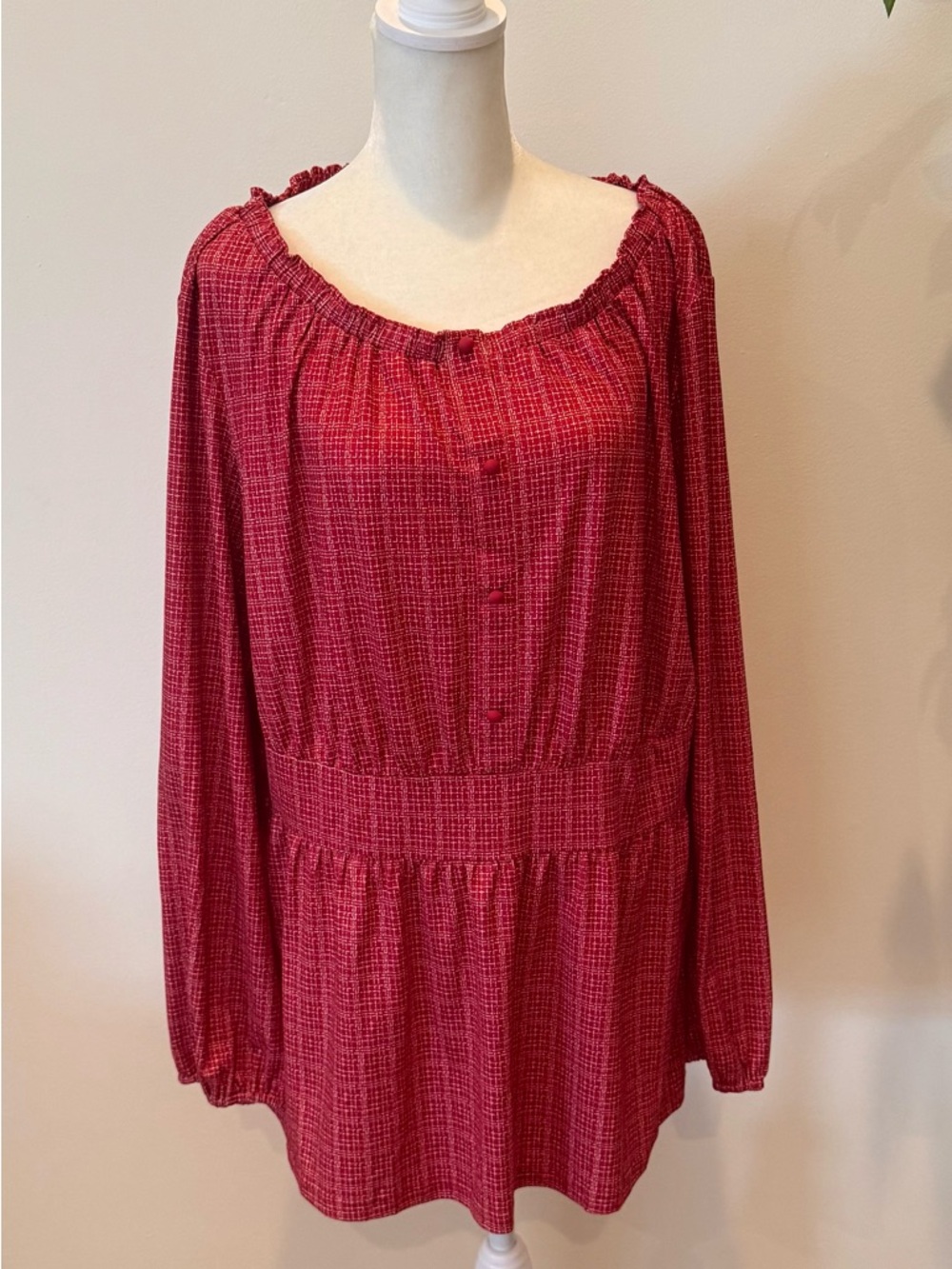 Red Tone Peasant Blouse